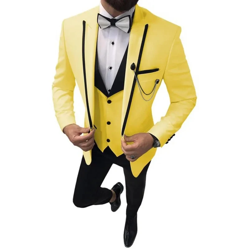 Costumes d\'affaires décontractés coupe couvertes pour hommes, smokings à revers, gris, vert, ivoire, marié, mariage formel, blazer, pantalon, émail