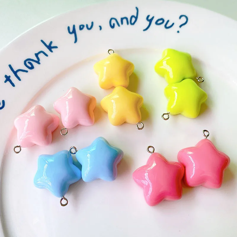 10 قطعة قلادة خماسية ثلاثية الأبعاد من الراتنج الملون الحلوى ، قلادة خماسية جميلة ، إكسسوارات قلادة على شكل نجمة ملونة 2025 #2