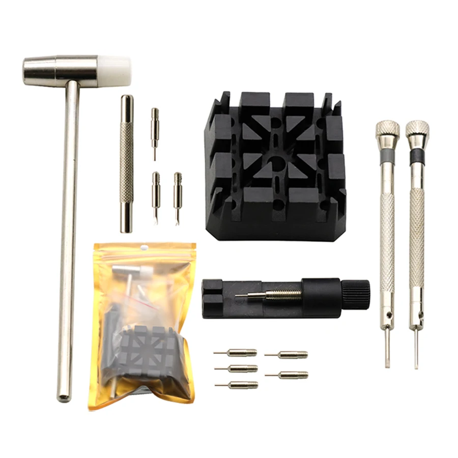 أداة إصلاح الساعة، مجموعة أدوات تفكيك الحزام 14 في 1، أداة ضبط الساعة، تعديل سلسلة الساعة الفولاذية لتغيير الطول