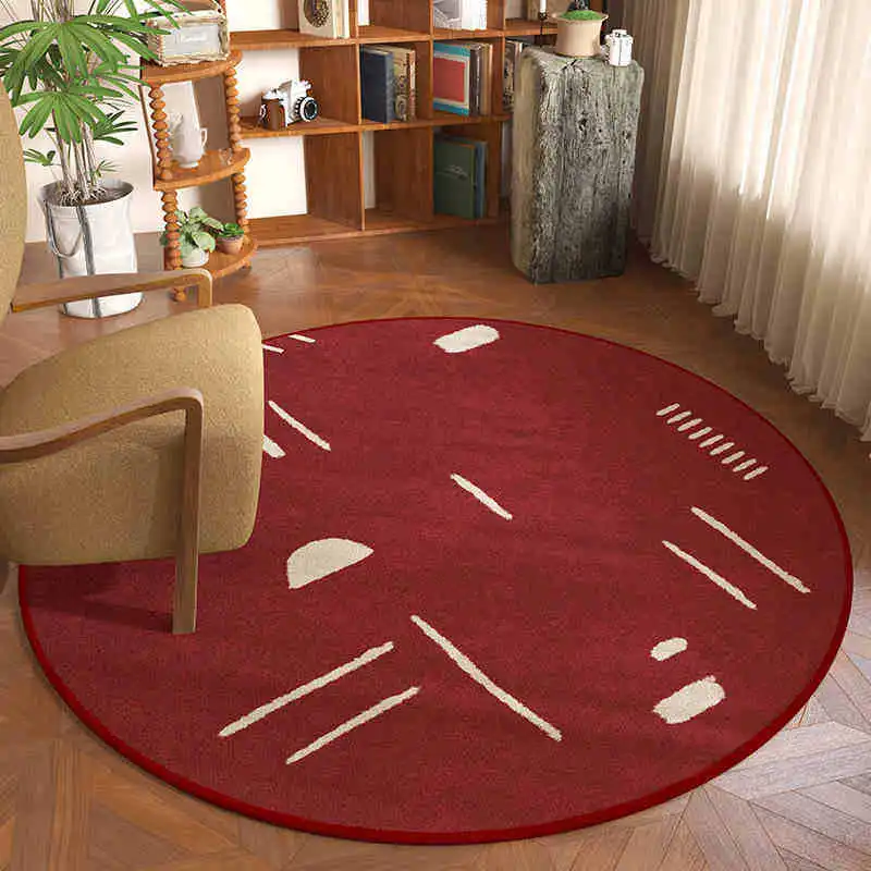 

Круглый винтажный ковер в шахматном порядке с текстурированной строчкой для домашнего декора гостиной