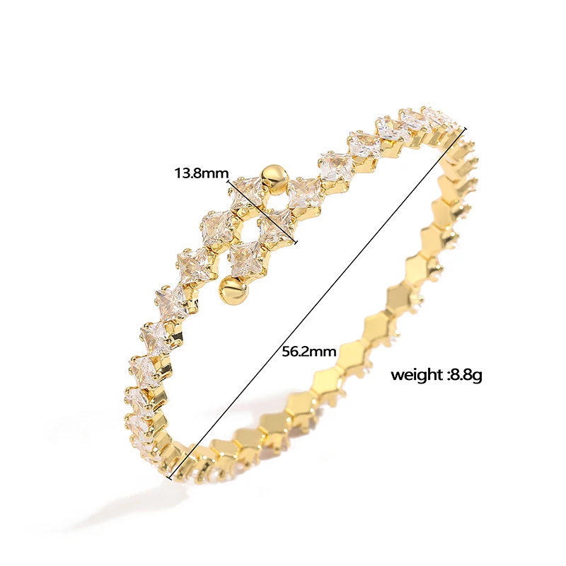 HECHENG, 2 Styles High Quality CZ Stone Ice Crystal Transparent Light Luxury Ladies Banquet Party Ladies Adjustable Bracelet