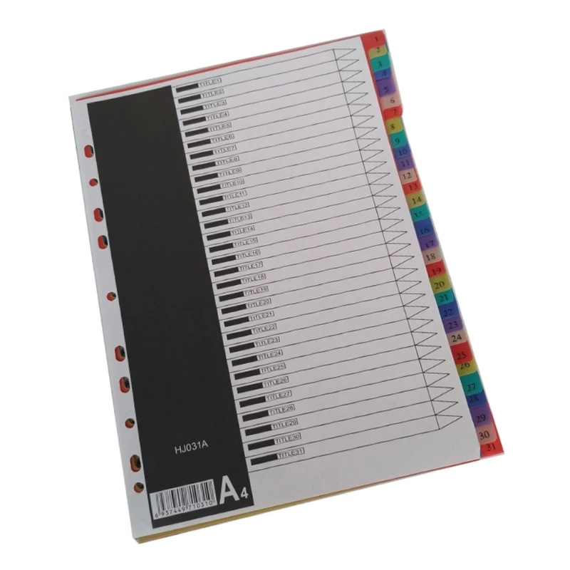 31 tờ Bộ chia thư mục bằng nhựa A 4 Bộ chia tập tin Bộ chia chủ đề Đồ dùng văn phòng trường học để sắp xếp thư mục