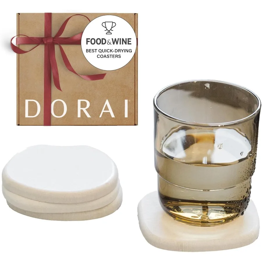 

Набор каменных подставок Dorai Home, 4 впитывающие подставки из диатомита для мгновенной сушки, современный дизайн, песчаник