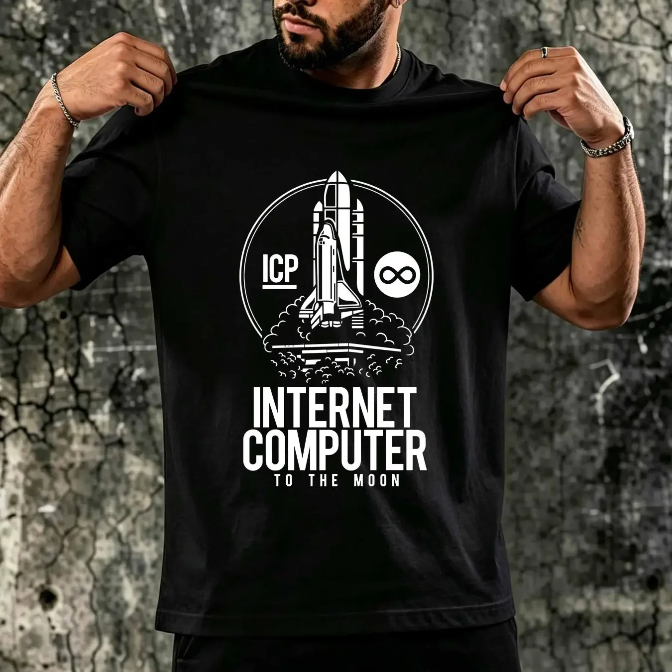 washed T Shirt Internet Computer To The Moon ICP DOGE Coin Crypto 6 colours long or short sleeves vintage Washed