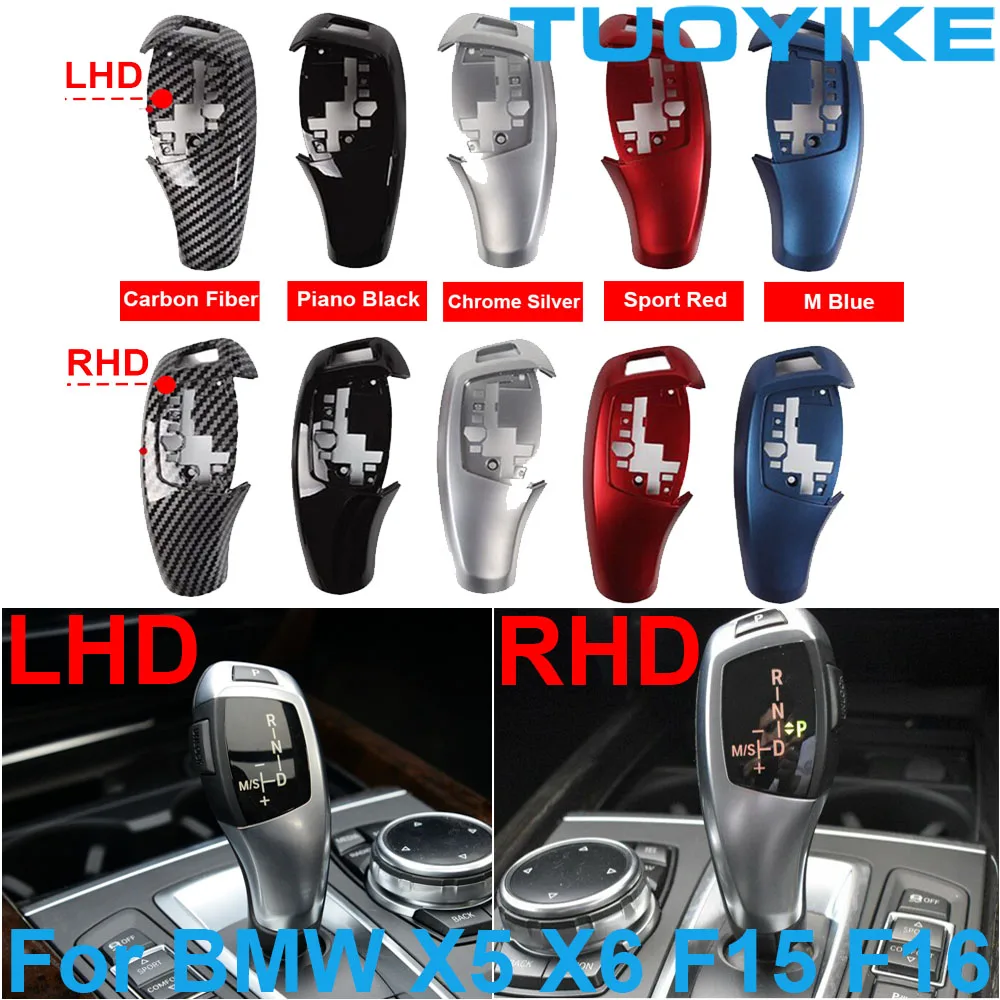 

LHD RHD Car ABS Carbon Fiber Interior Center Gear Shift Lever Knob Cover Panel Replace Trim For BMW X5 X6 F15 F16 2014-2019