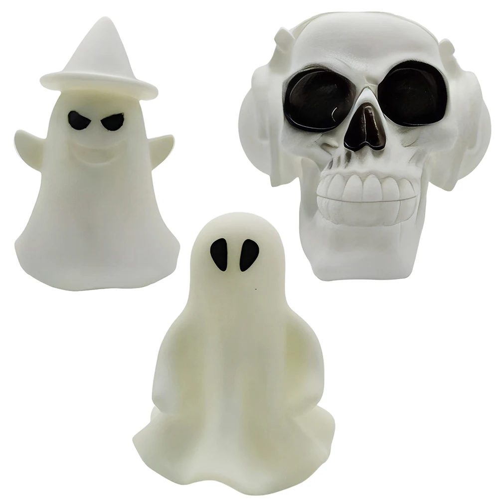 

Skull/Ghost LED Night Light Silicone Rechargeable Night Lamp Funny Holidays Gift Cool Gadgets for Kids for Halloween Decorations