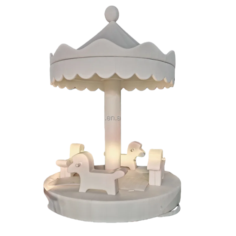 

Soft Play Indoor White Merry Go Round Soft Play Electric Swing Carousel Set for Party Rentalpromote sales
