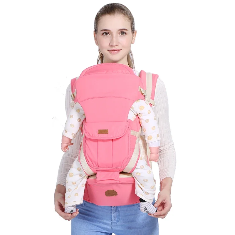 

2-in-1 Baby Carrier Waist Stool–Front Back Carry Lightweight Versatile Solid Color Front Horizontal Face-to-Face Side Facing