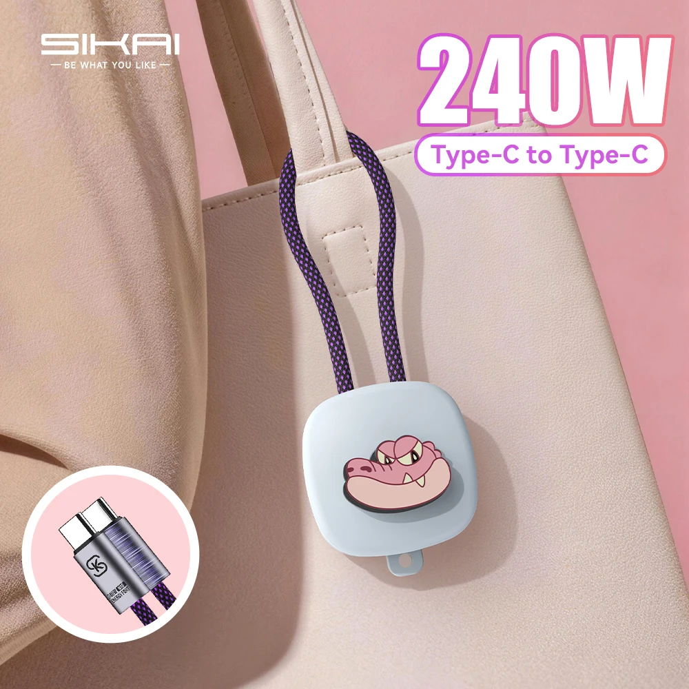 

Short USB C Cable PD240W Fast Charging Cord Keychain Type C Cable for iPhone 17 Management Cord Organizer for Bag Powerbank