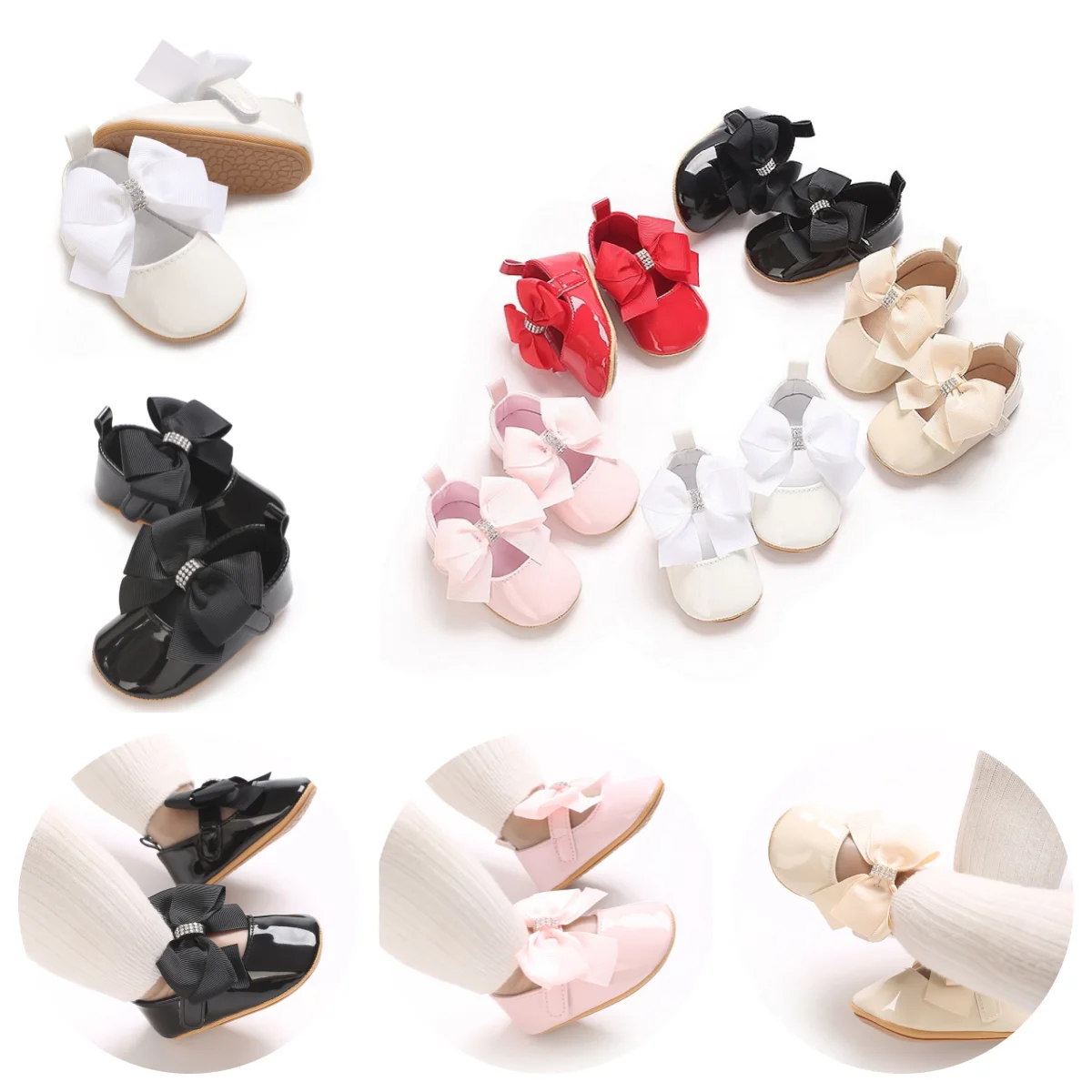 

0-1Y Solid Color Cute Bow Fringe Baby Girl Princess Moccasins Non-slip Soft Rubber Sole Casual Infant First Walkers Crib Shoes