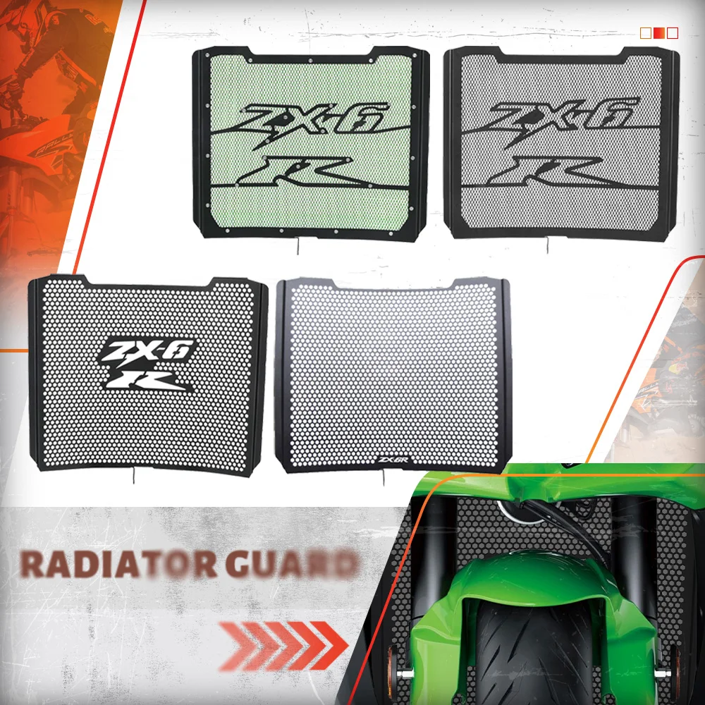 

2024 2025 Motorcycles Aluminium Radiator Grille Guard Cover FOR KAWASAKI ZX6R Ninja ZX-6R ZX636 / KTR ZX6R Performance 2009-2025