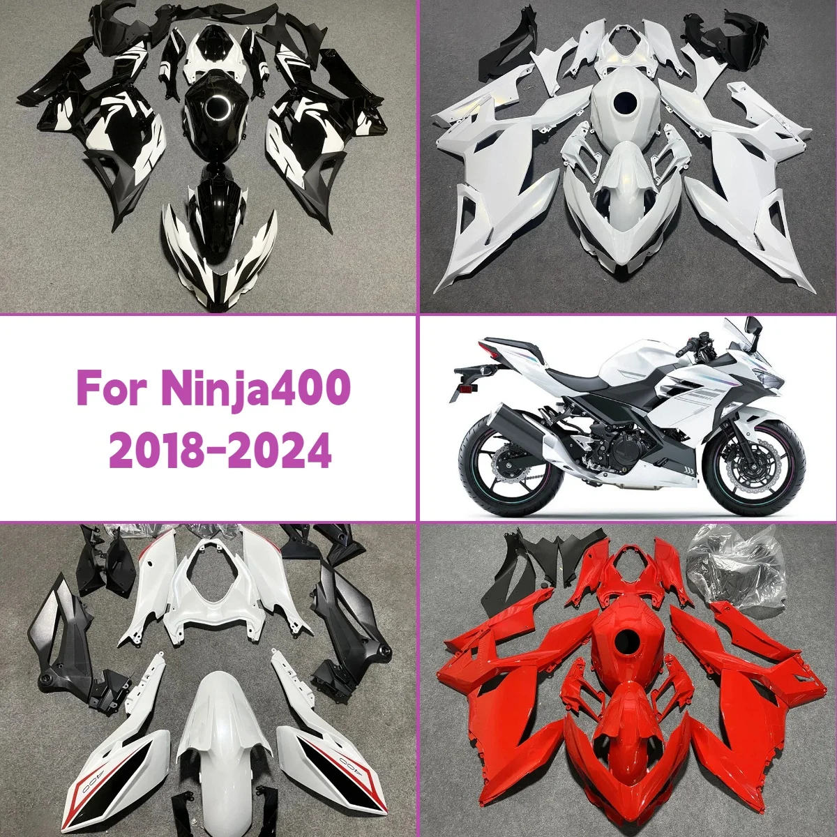 

Для 2018-2024 Kawasaki Ninja 400, индивидуальный стиль краски, обтекатели из АБС-пластика 18-24 Ninja 400, комплект обтекателя кузова мотоцикла