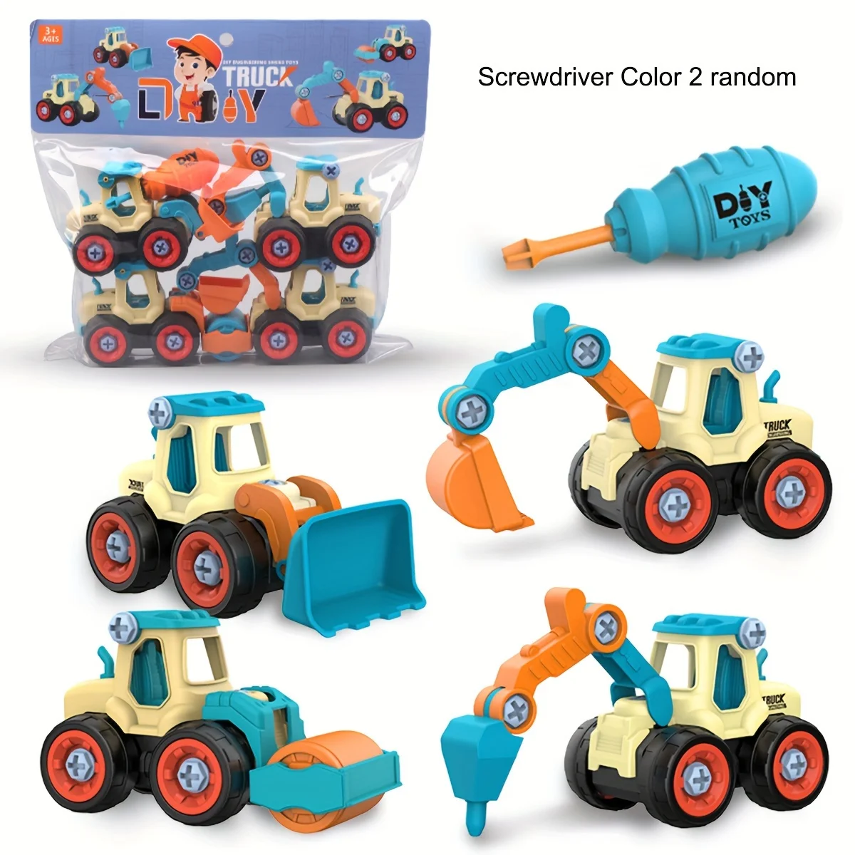 Kids DIY Disassembly Engineering Vehicle Toy, Screw Nut Assembly Puzzle Take Apart Excavator Bulldozer with Sliding Function, Ed