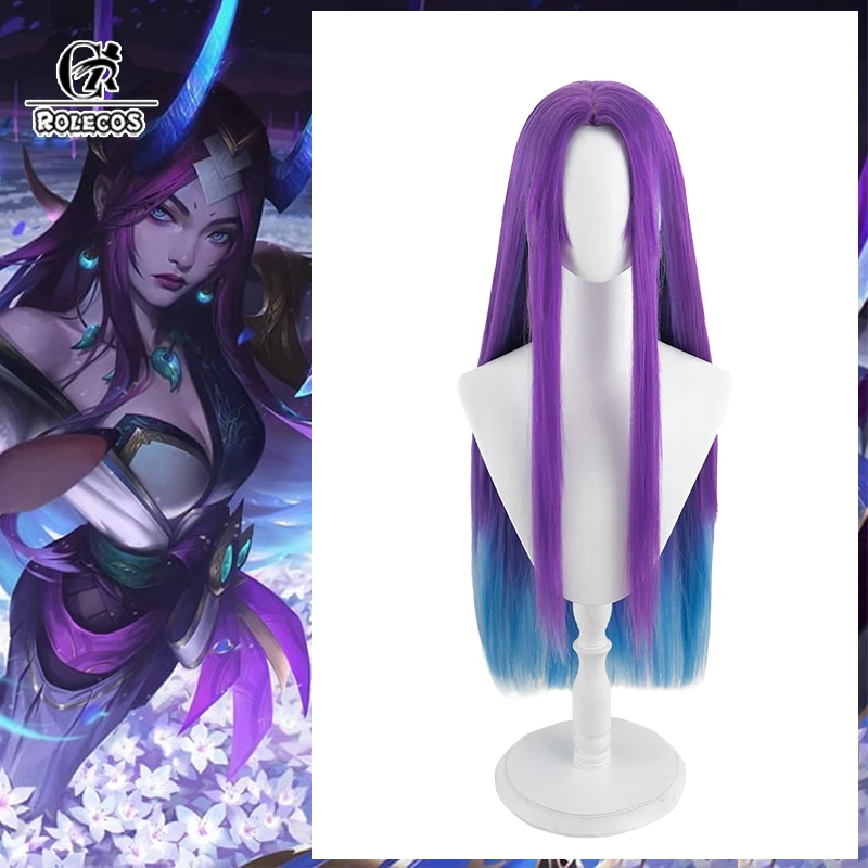 Peluca de Cosplay ROLECOS Game LOL Spirit Blossom Irelia, pelucas de mujer largas y rectas de colores mezclados de 80cm, pelo sintético resistente al calor