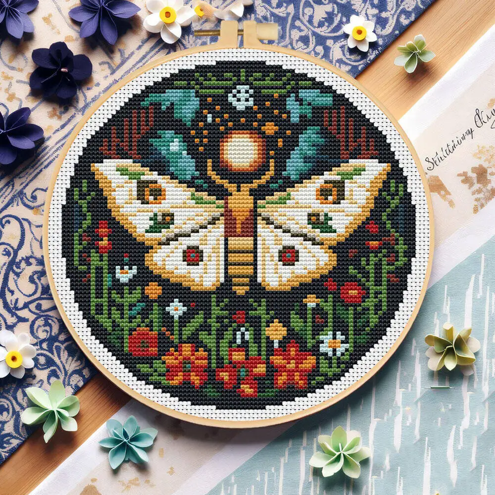 HUACAN Schmetterling Kreuzstich Sets Tier Stickerei Kits DIY mit Reifen gedruckt Leinwand Blume handgemachtes Geschenk