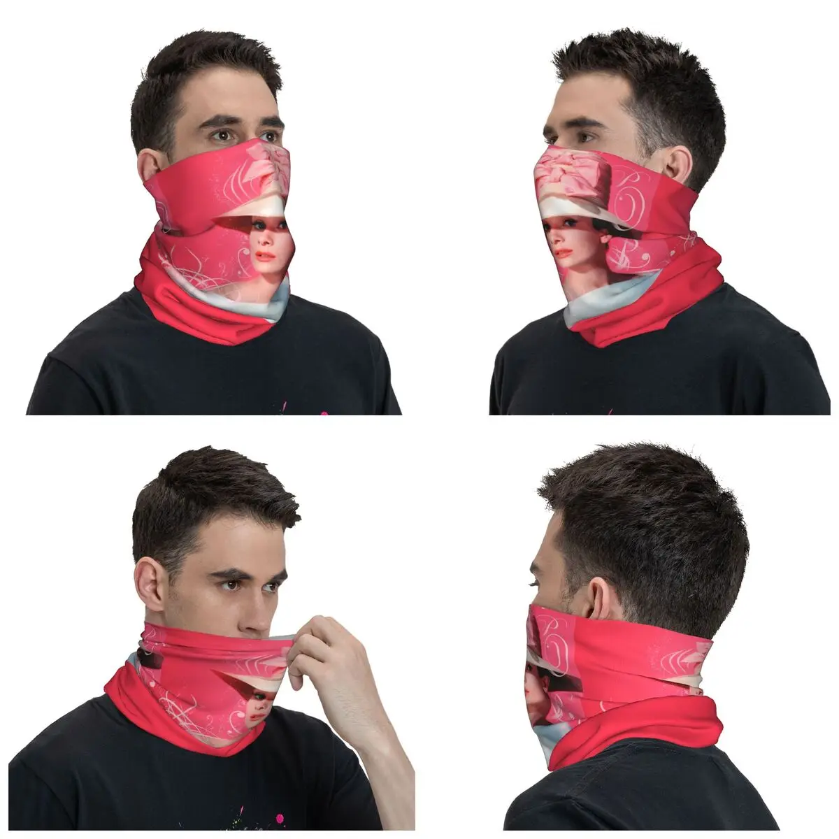 Audrey Hepburn Bandana Winter Neck Warmer Men Windproof Wrap Face Scarf for Hiking Gaiter Headband