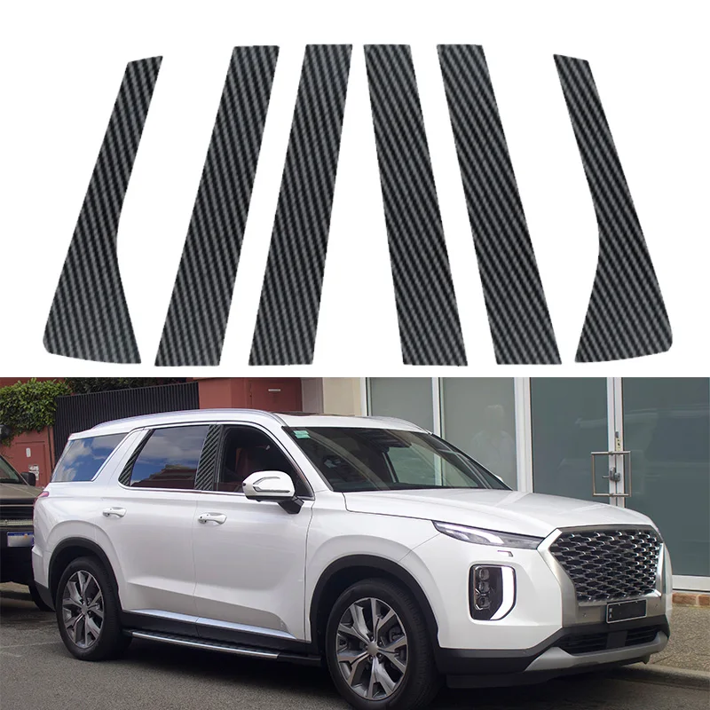 

6pcs Window Door Column B C Pillar Post Cover Trim For Hyundai Palisade 2020 2021 2022 2023 2024 Decoration Stickers Accessories