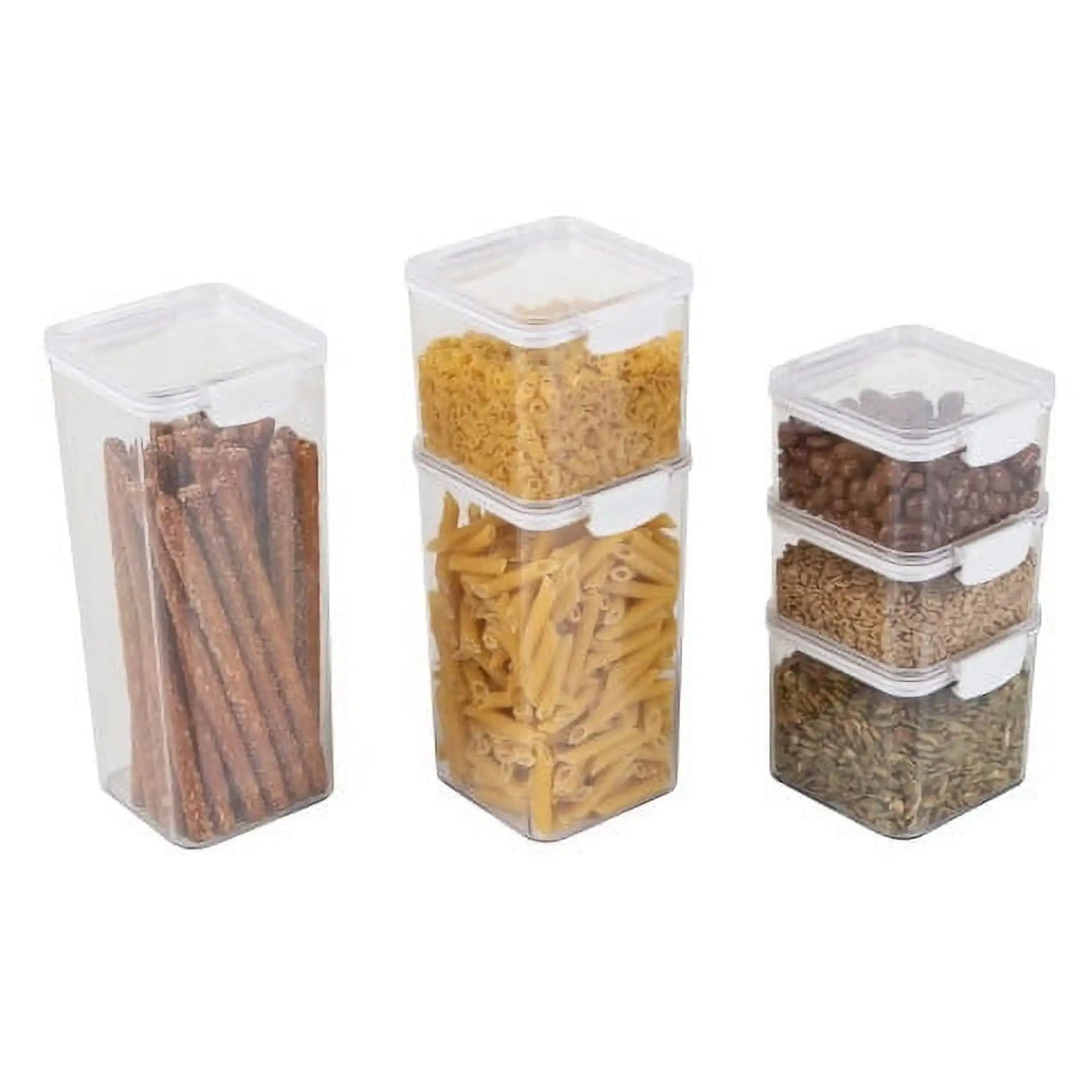 

6-Piece Food Storage Containers and Lids Set for Kitchen and Pantry Organization, Clear
