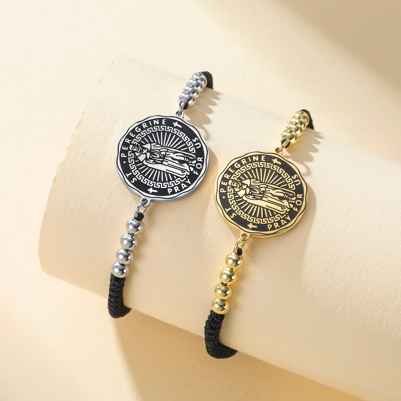 

HIPEE St. Peregrine Bracelet Stainless Steel Protect Us Prayer Amulet Jewelry for Women Men