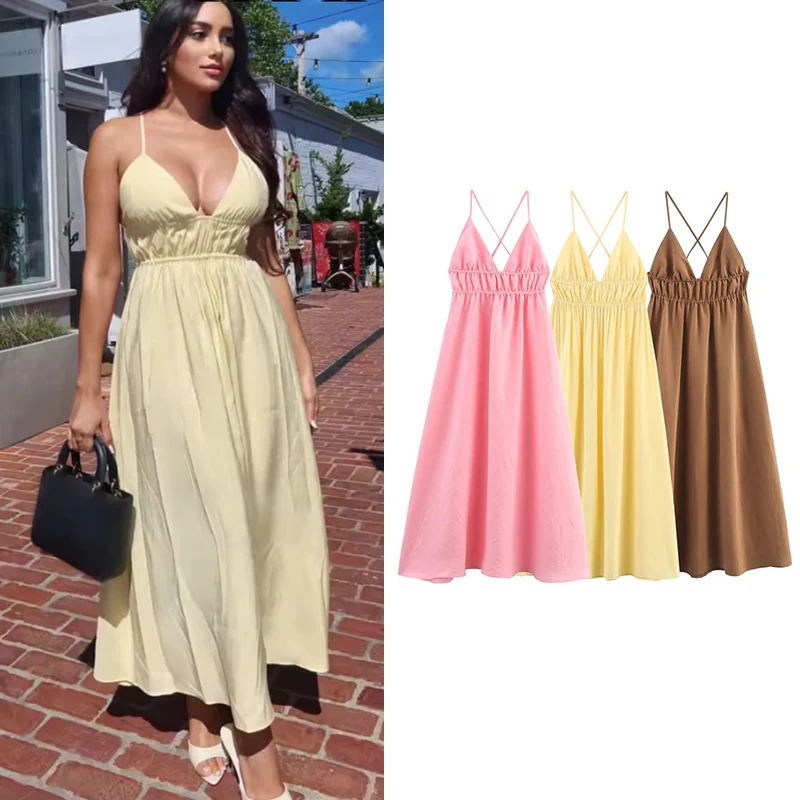 

Новое летнее платье, женское модное эластичное тонкое платье с v-образным вырезом, элегантное женское праздничное длинное платье, молодежное шикарное уличное молодежное платье