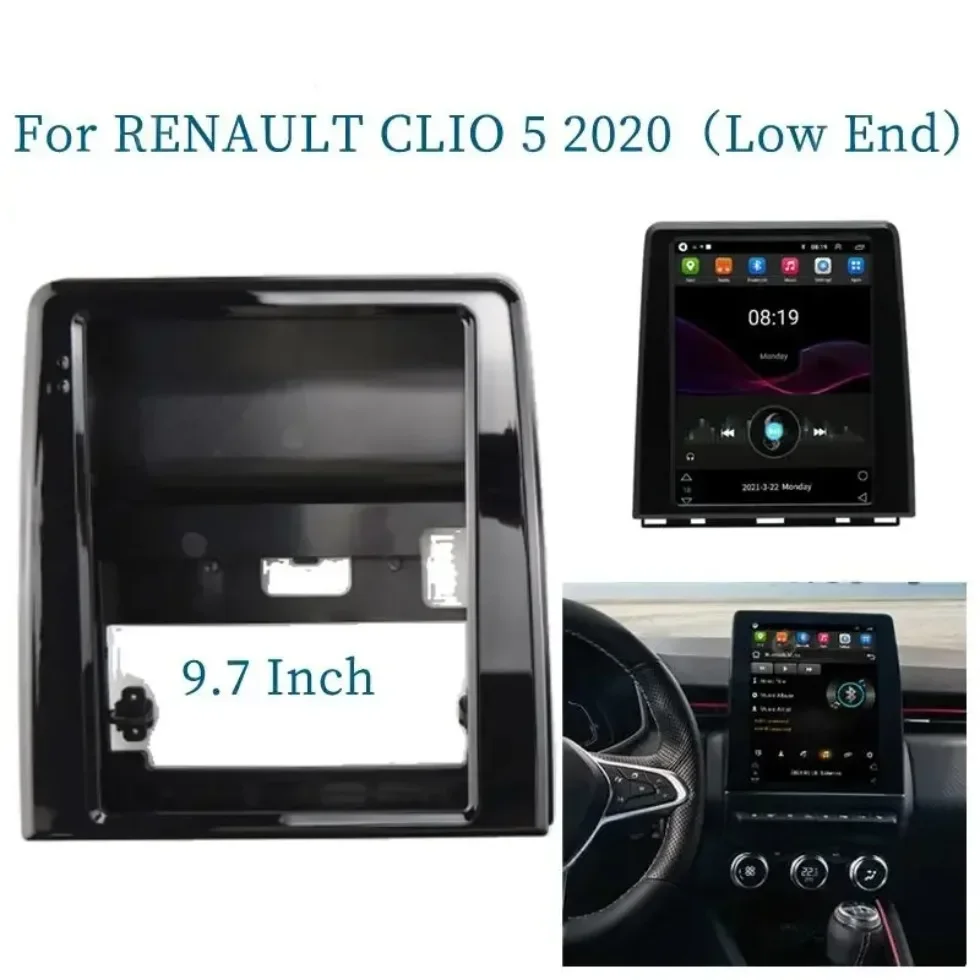 For RENAULT CLIO 5 2020 9.7 Inch 2 Din Car Radio Fascias Tesla Style Multimedia Frame Video Player Navigation DVD Panel Trim