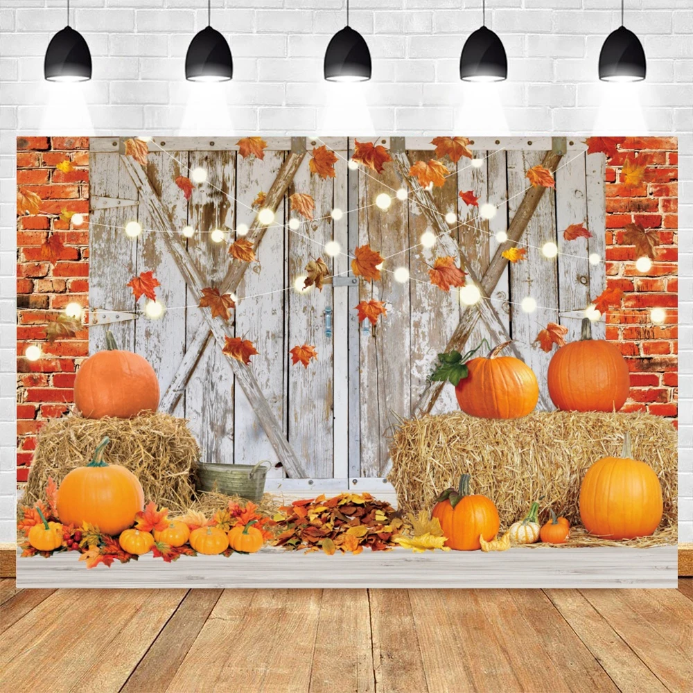 Autumn Country Warehouse Backdrop for Photography Fall Farm Barn Pumpkin Haystack Harvest Baby Portrait Photo Background Studio