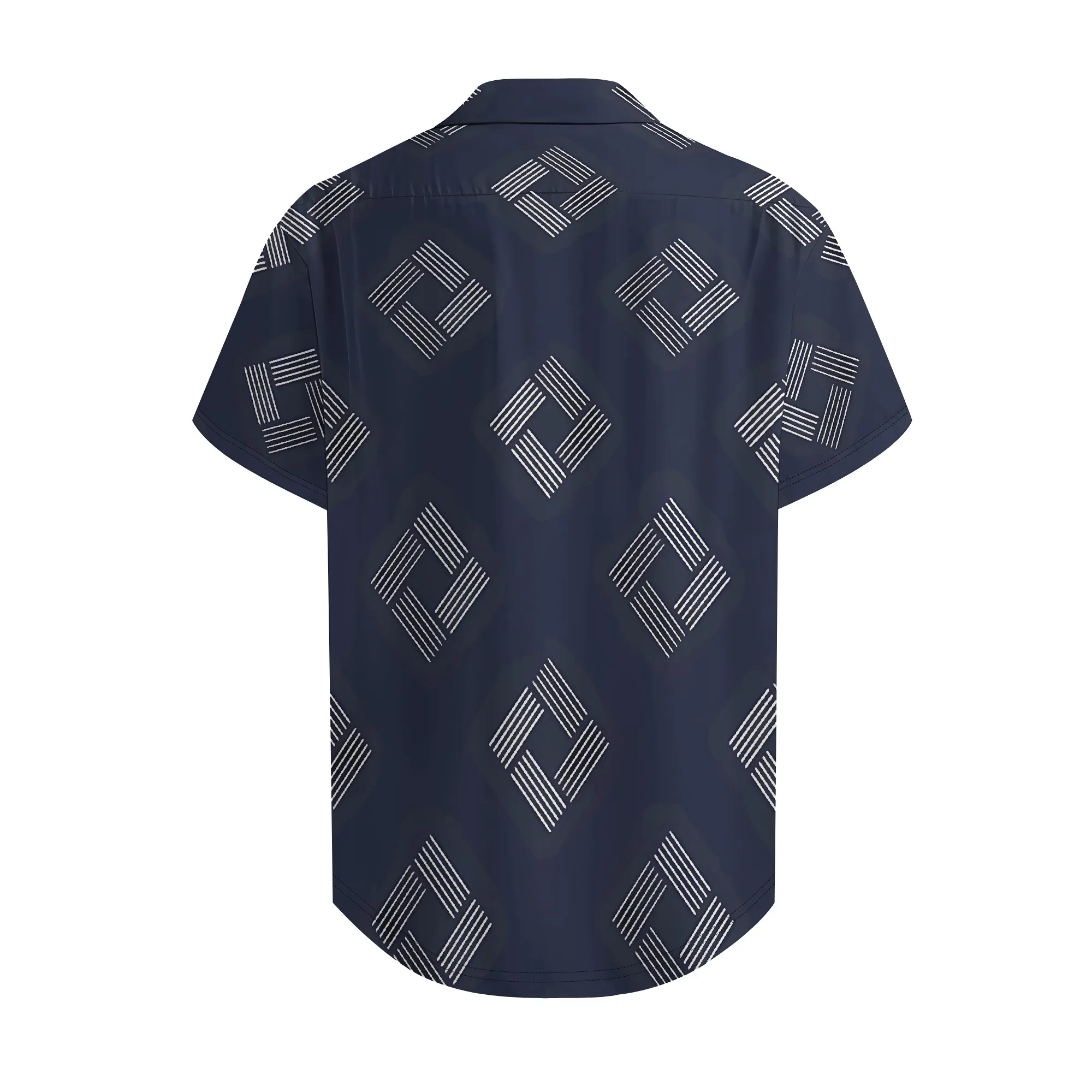 YEAE Geometric Stripe Print Shirt for Men Summer Casual Short Sleeve Top