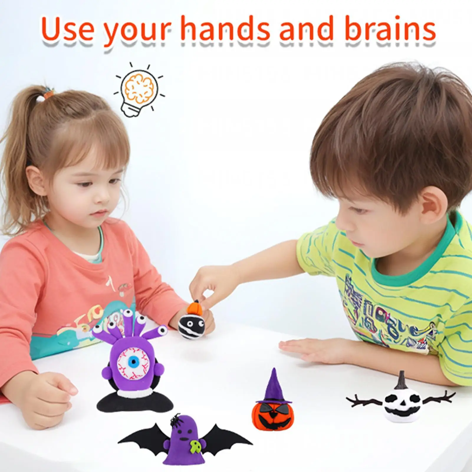 할로윈 호박 공예 점토 키트 할로윈 장식 Playdough 어린이를위한 세트 모델링 용품 학생을위한 교육 장난감