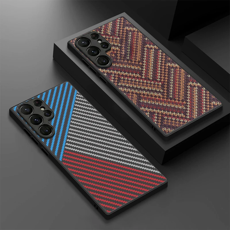 Magnetic For Magsafe Case For Samsung Galaxy S26 Ultra S25 Edge S24 S23 S22 Plus S21 FE Carbon Fiber Pattern Hybrid Matte Cover