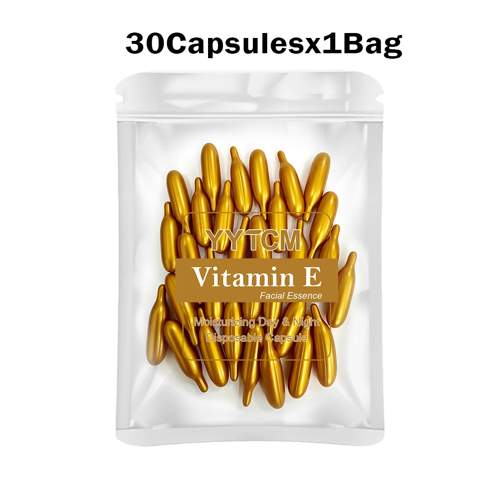 Vitamine E Serum Capsules, Essentiecapsules voor eenmalig gebruik, Hydraterende en vochtinbrengende gezichtshuidcapsules 90 capsules/fles - 1 fles