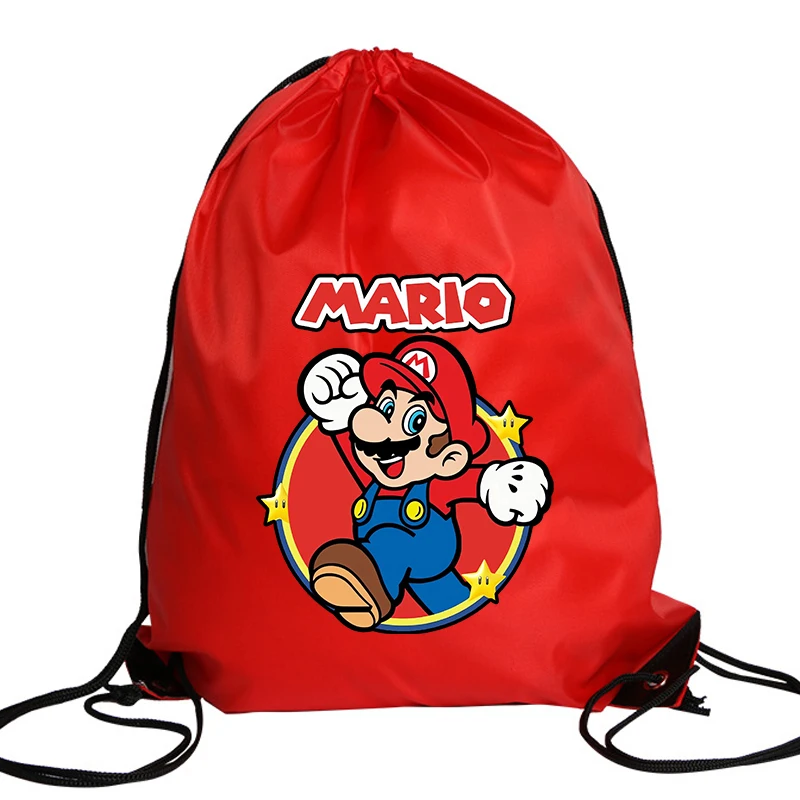 New Super Mario Bros Drawstring Bag Cartoon Printed Storage Bags Children Handbag Boys Large-capacity Tote Bag Birthday Gifts