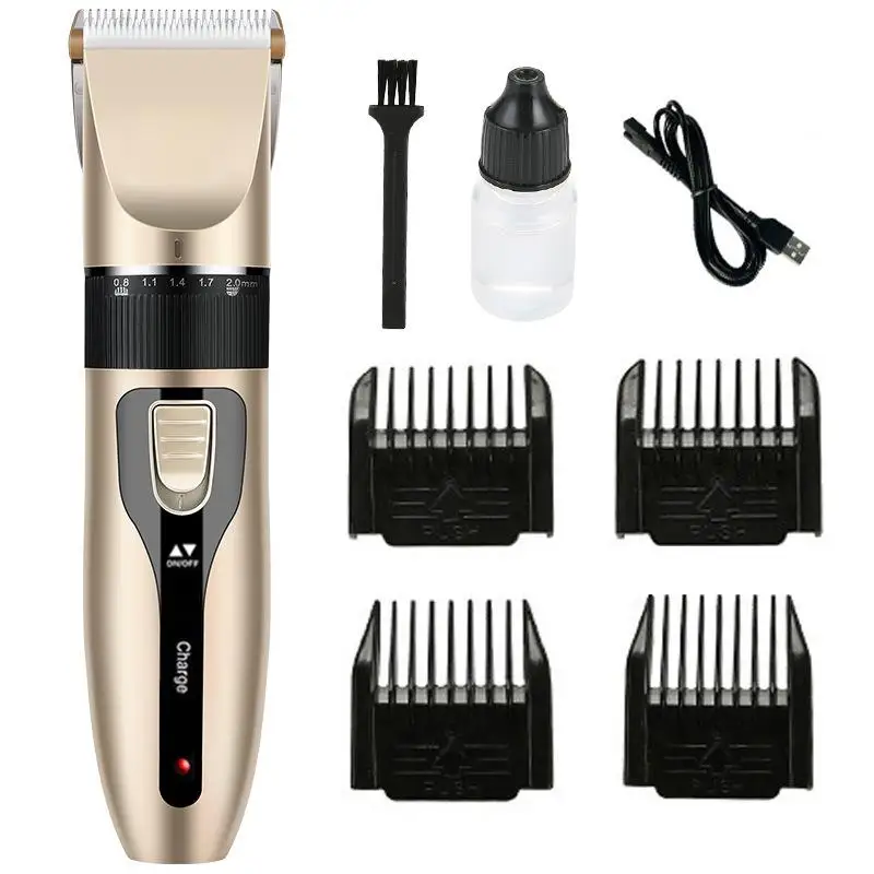 USB-Aufladbarer Rasierer Haarschneidegerät Elektrisches Haarschneideset 4 Verschiedene Klingen Haarrasierer Haartrimmer Geräuscharm – Detail 1