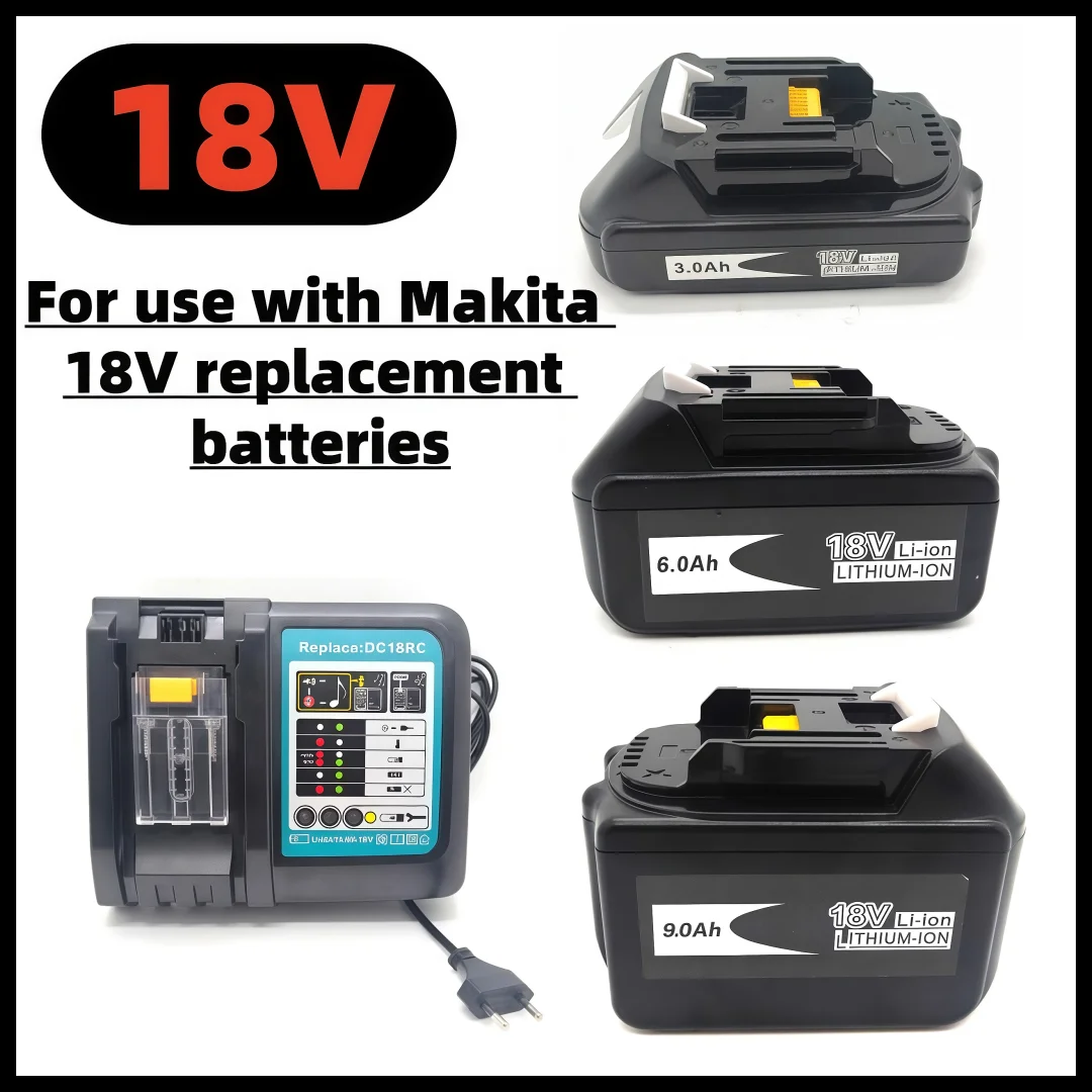 

Compatible with Makita 18V tool batteries 3.0Ah/6.0Ah/9.0Ah, suitable for 18V cordless angle grinders models: BL1860, BL1850B.