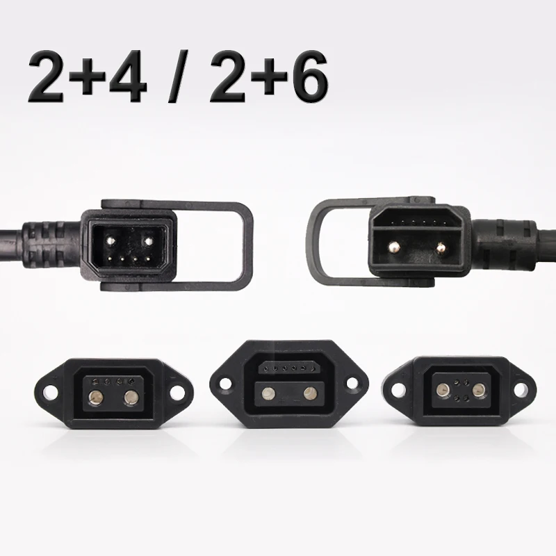 2 + 6 conector de bateria fio veículo elétrico bateria de lítio 2 + 4 porta de carregamento tomada alta corrente e-bike cabo de alimentação adaptador