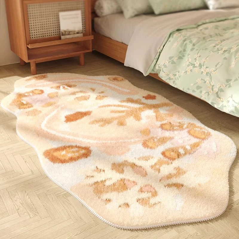 Irregular Shapes Bedroom Decor Carpet Flower Pattern Carpets for Living Room Thick Plush Bedside Floor Mat Fluffy Soft Study Rug