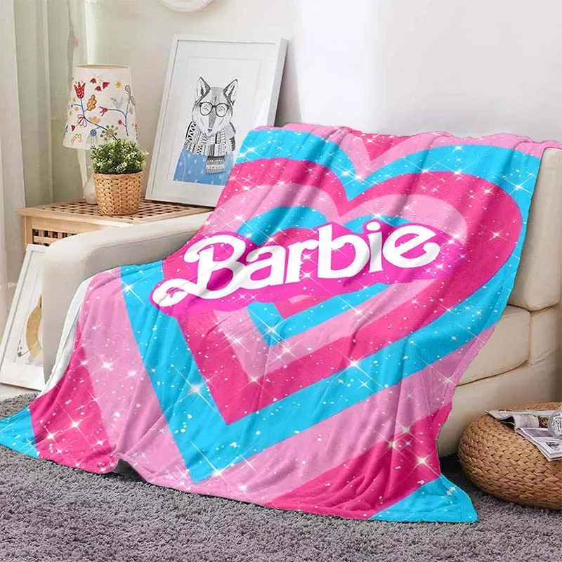 

6 sizes MINISO Barbie Printed Blanket for Home Travel Soft and Comfortable Blanket for Adults and Children Cartoon Warm Blanket