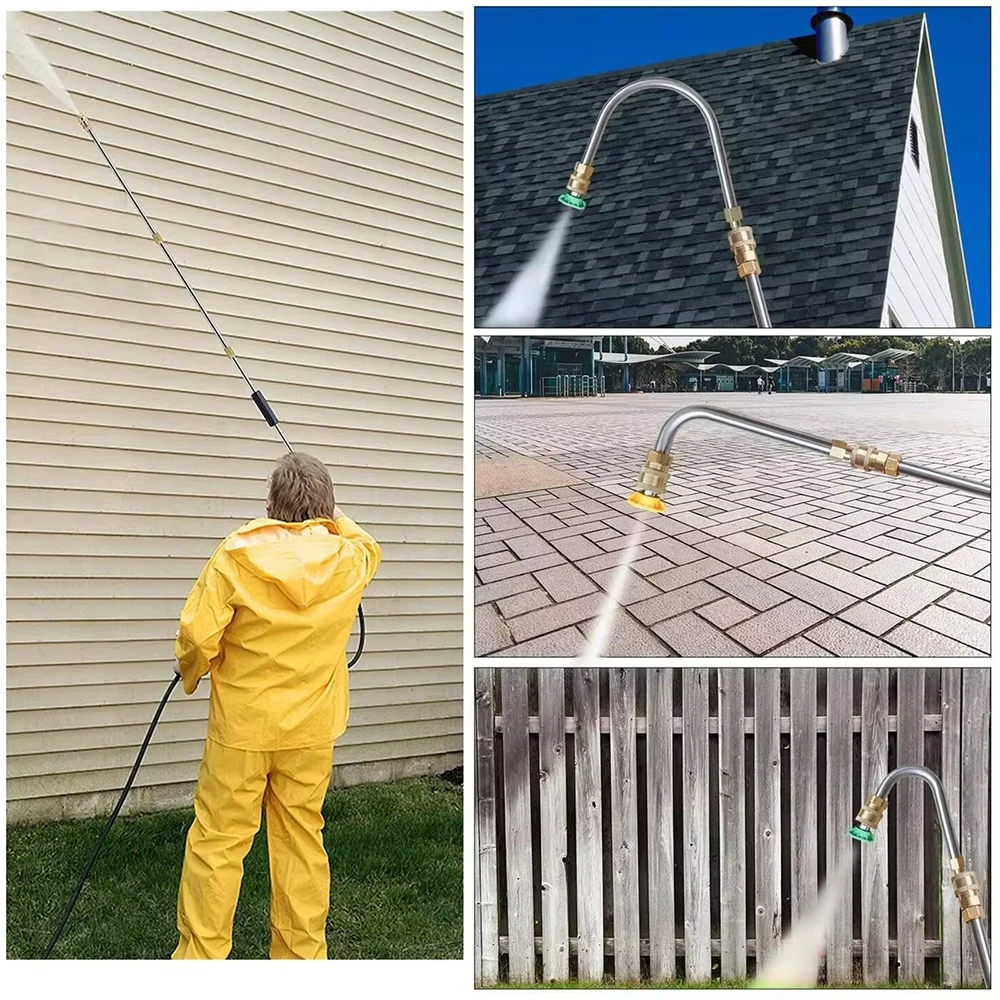 2 Pcs Pressure Washer Extension Wands Straight + Curved Rods With 1/4\