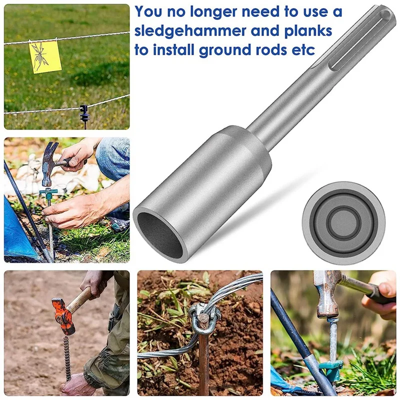 SDS-Max Ground Rod Driver, Heavy Duty Steel Drill Bit Driver,For Rotaryhammer Drill Grounding Rods