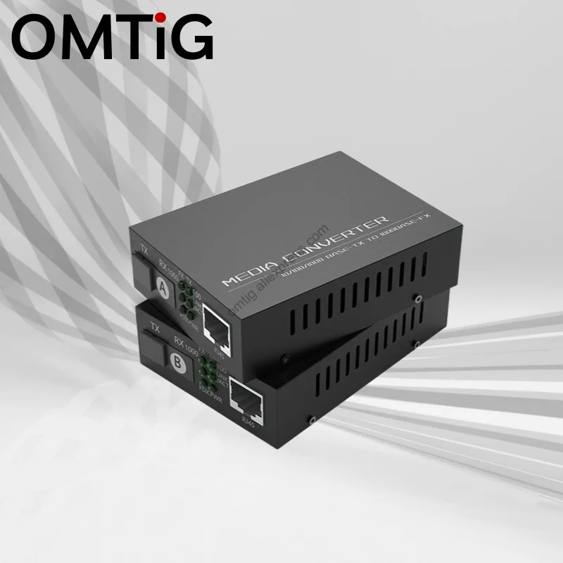 Convertidor de medios Ethernet Rj45, 1 par con fuente de alimentación, HTB-GS-03 de fibra única, Color negro