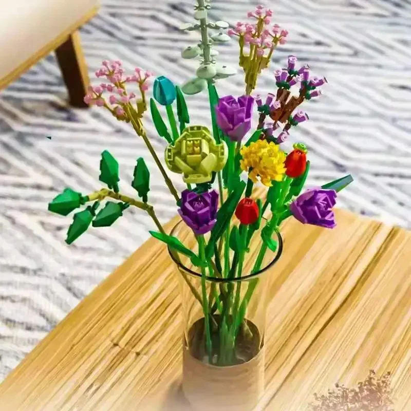 

Bouquet Flower Art Flower Arrangement Ornaments Building Blocks Bricks Compatible Lepining 65501 Toys for Children Gifts MOC