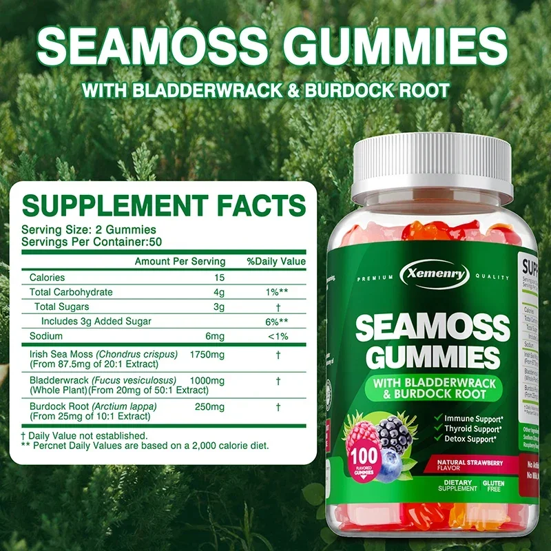 SEA MOSS Gummies - Support Skin, Heart and Joint Health, Thyroid Support, Improve Mental Clarity, Metabolism, Enhance Immunity