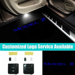 2pcs Wireless Blue TESLA Model 3 Logo LED Car Door Welcome Courtesy Laser Projector Ghost Shadow Light Car Assessoires