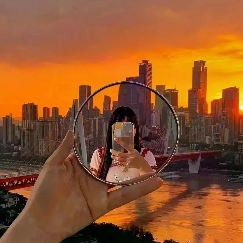 Round Shape Travel Selfie Mirror Convex Reflection Small Size Round Convex Mirror Wide-angle View Creative Design