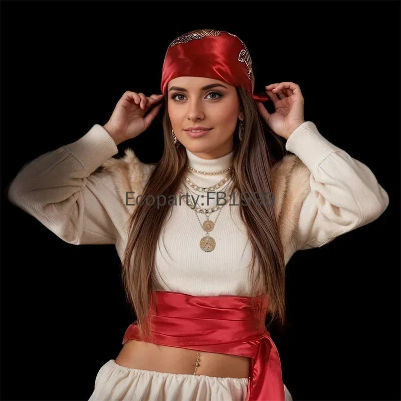 Accessoires de Costume de Pirate de la Renaissance médiévale pour femmes et hommes, foulard Vintage, ceinture, collier, Bracelet, ensemble, tenue de fête d'halloween