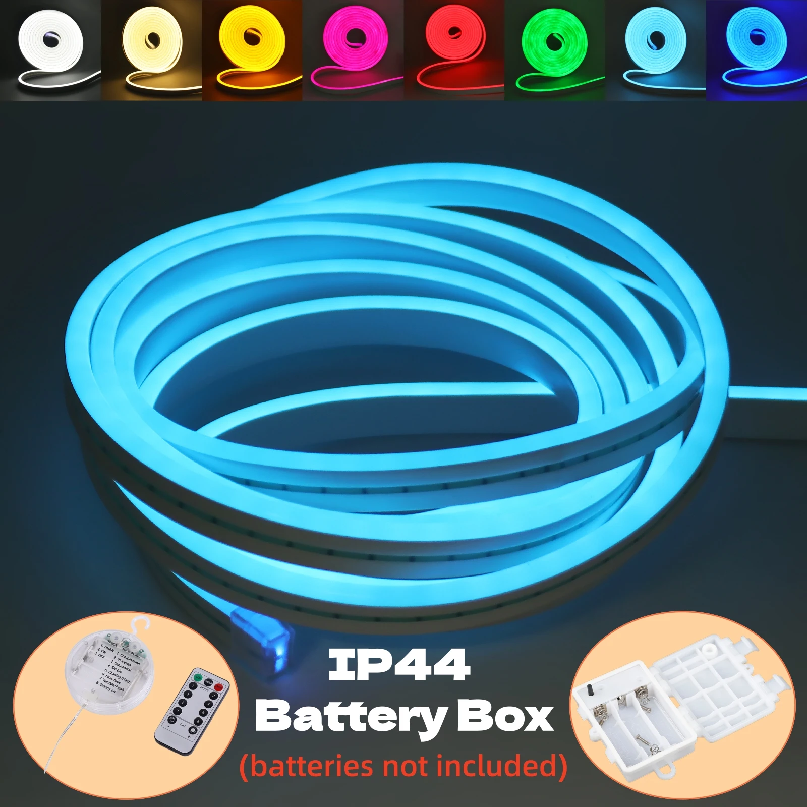 5V Flexible Neon LED Strip Lights With IP44 Waterproof Battery Box 6X12MM DIY Design Tube Rope Lamp For Home Decoration