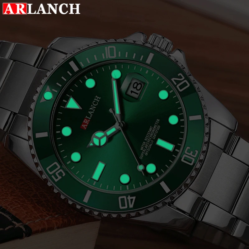ARLANCH رائجة البيع ساعة كوارتز رجالية رياضية ساعات رجالي العلامة التجارية الفاخرة مقاوم للماء كامل الصلب ساعة كوارتز الرجال Relogio Masculino