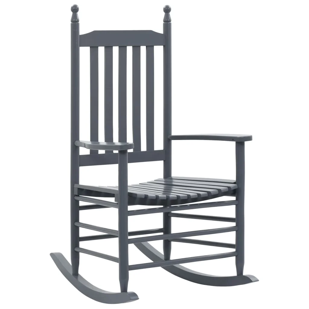 Rocking Chair with Curved Seat Gray Poplar Wood Recreational chair