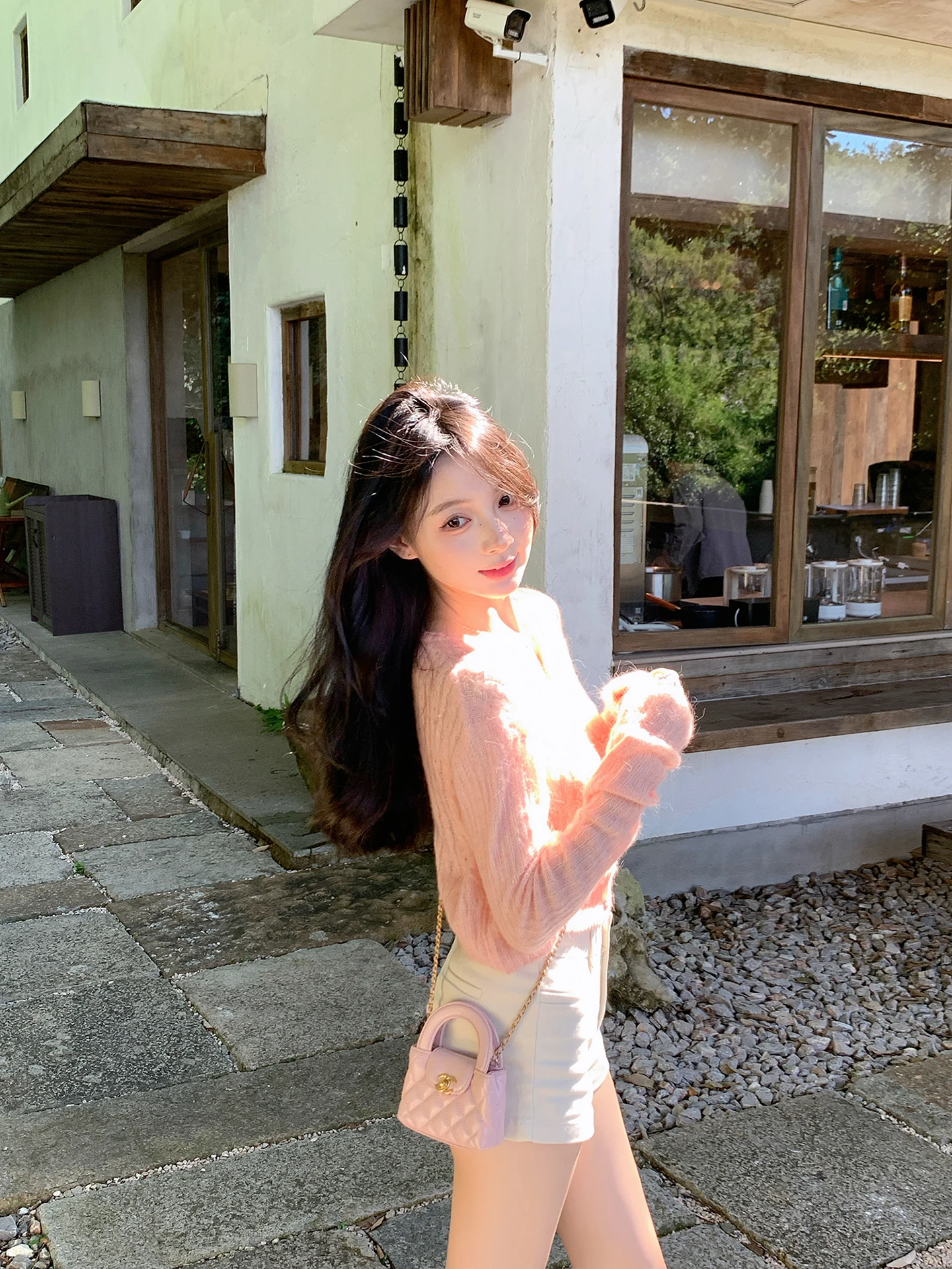 

Розовый элегантный кардиган-свитер премиум-класса для женщин, вязаная верхняя одежда, новинка ранней весны, приталенный крой