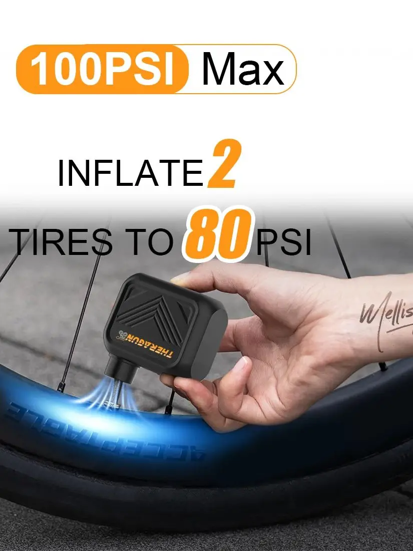 Mini pompe à vélo portable rechargeable, gonfleur d'air 100 PSI 5V Type-C, accessoires pour vélo, pneus Schrader Presta