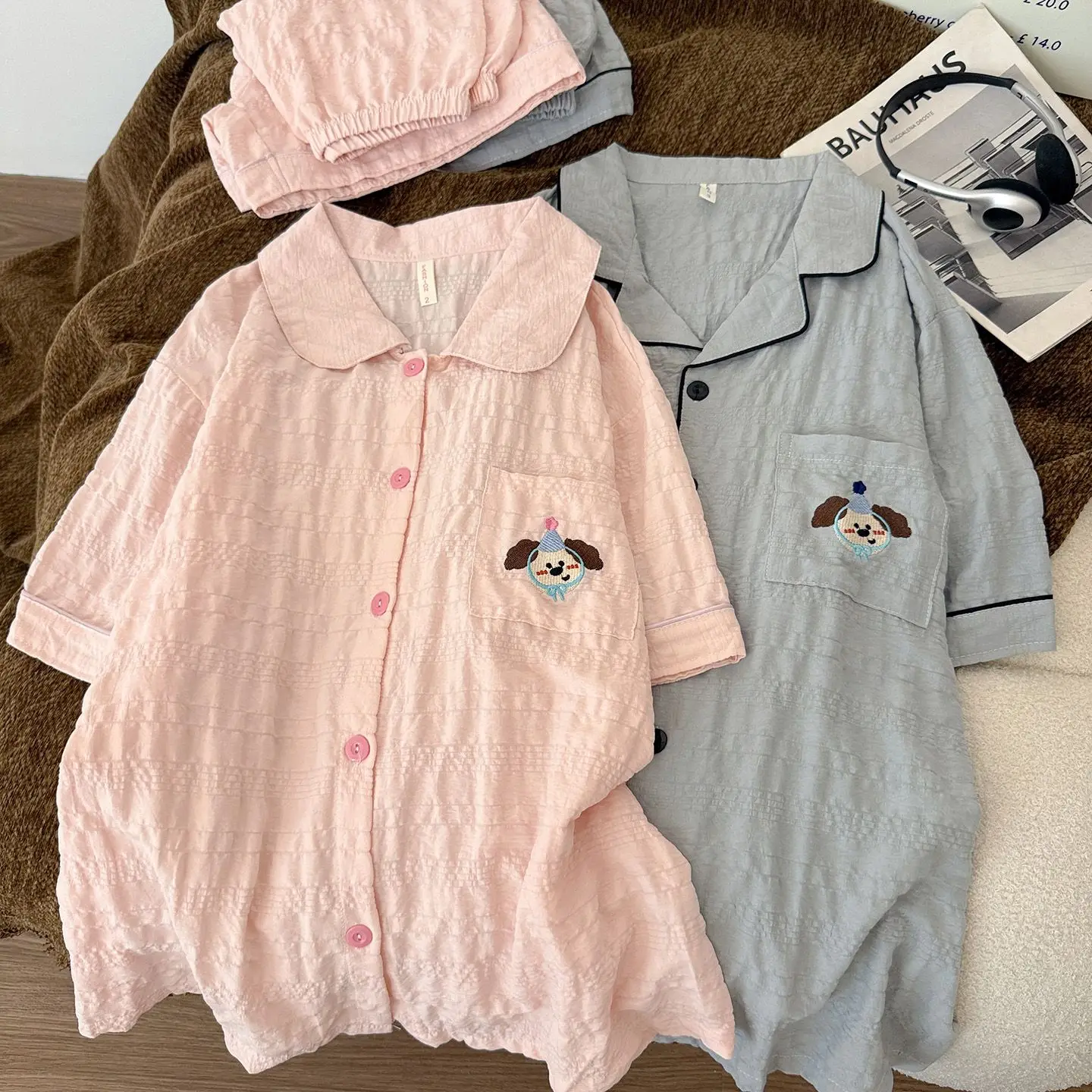 F236 pink gray short sleeves